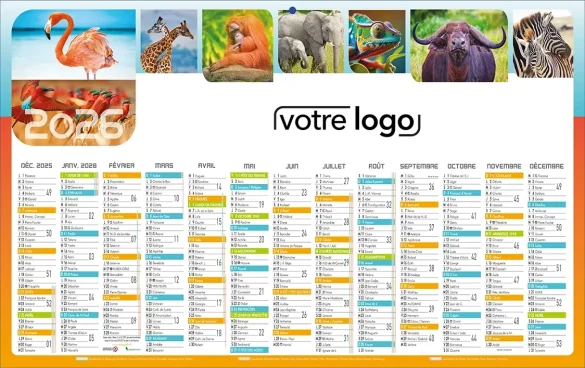 calendrier bancaire promotionnel cartonné personnalisé pour l'entreprise