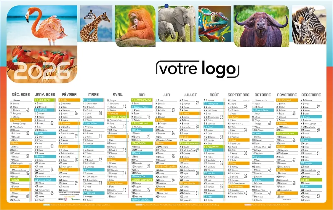 Calendrier-PlanSafariR calendrier bancaire promotionnel cartonné personnalisé pour l'entreprise