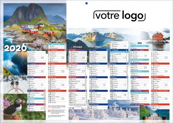 Impression calendrier bancaire publicitaire personnalisé avec logo