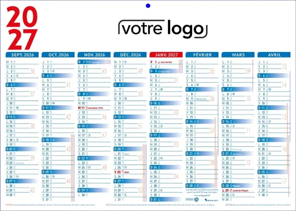 Calendrier de banque Scolaire ambulancier 2 faces 16 mois