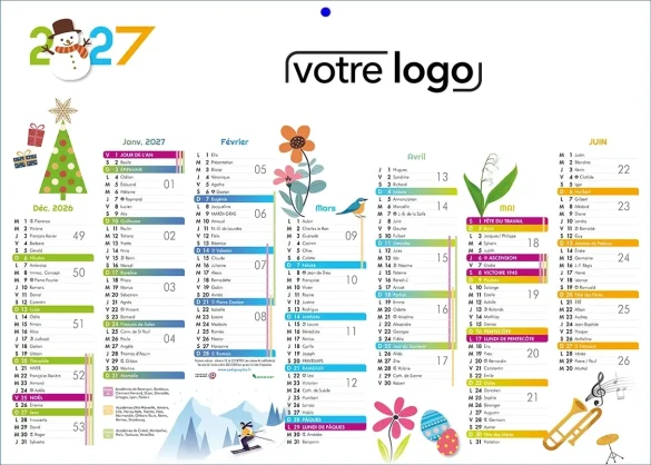 calendrier personnalisé bancaire pour mon entreprise pas cher