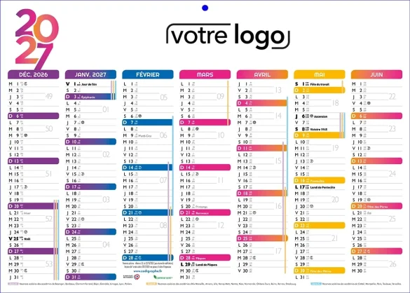 Calendrier bancaire Couleur Ambulancier 2 faces 14 mois