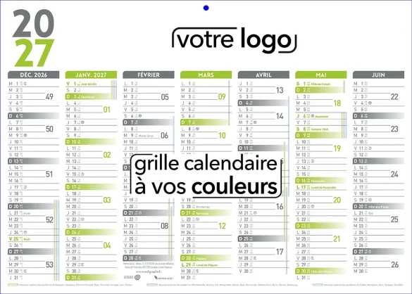calendriers de poche avec vacances scolaires de septembre 2025 à décembre 2026
