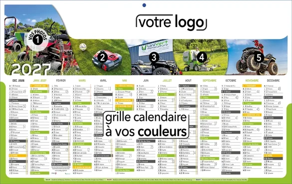 calendrier publicitaire personnalisé scolaire avec marquage publicitaire