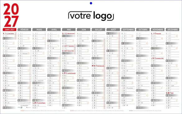 calendrier professionnel personnalisé pour l'entreprise avec son logo
