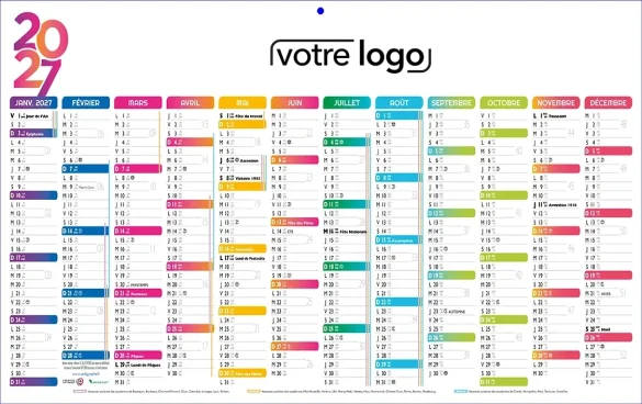 Calendrier classique couleur Ambulancier 12 mois sur une face