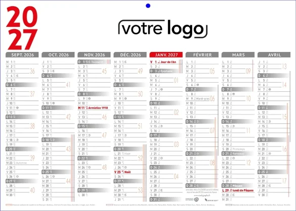 calendriers publicitaires scolaire 2025 2026 personnalisé pour les entreprises