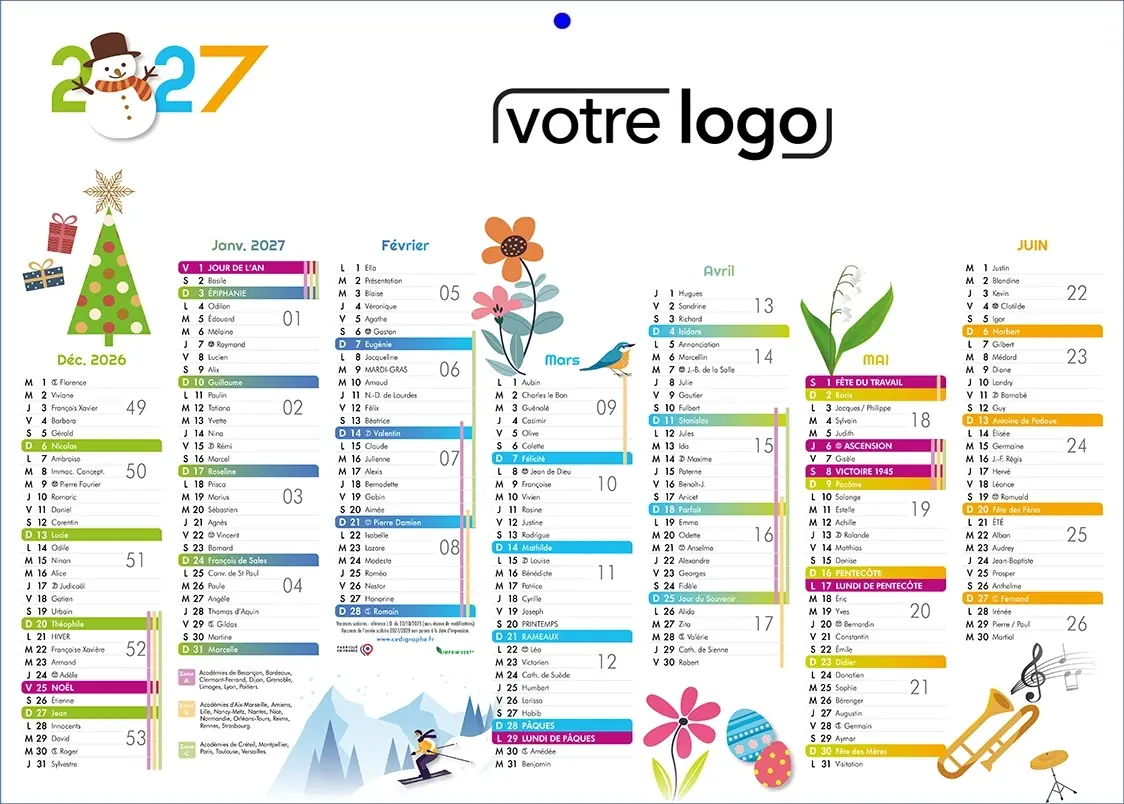 Calendrier-AlmanachR calendrier personnalisé bancaire pour mon entreprise pas cher