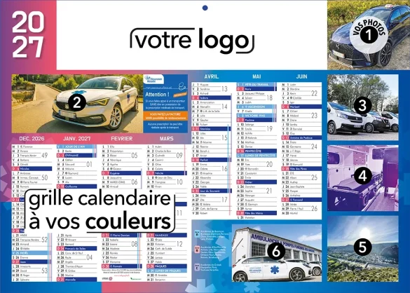 Calendrier publicitaire ambulancier personnalisable pour les ambulanciers