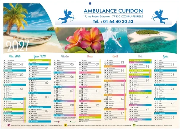Calendrier ambulances personnalisable avec des ambulances pas cher