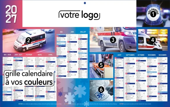 Calendrier publicitaire de poche personnalisable pour l'ambulancier