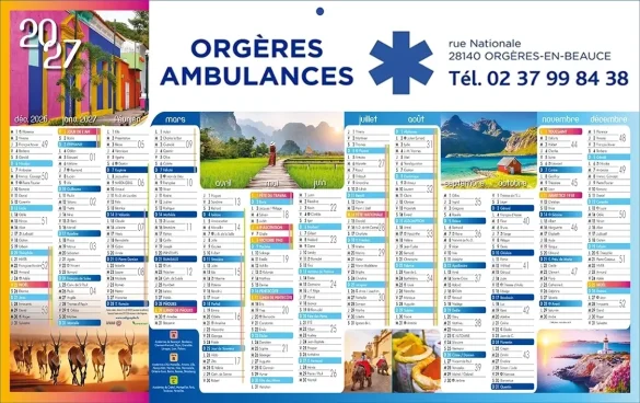 Calendrier ambulance personnalisable pour l'ambulancier