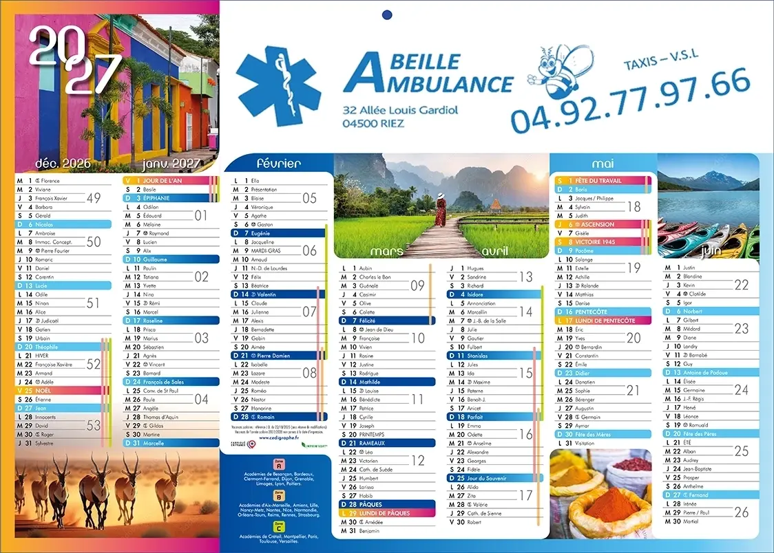 Calendrier-Ambulance-VeniseR Calendrier ambulances publicitaire personnalisé pour l'ambulancier