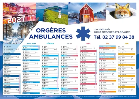 Calendrier ambulancier personnalisable pas cher pour les ambulanciers