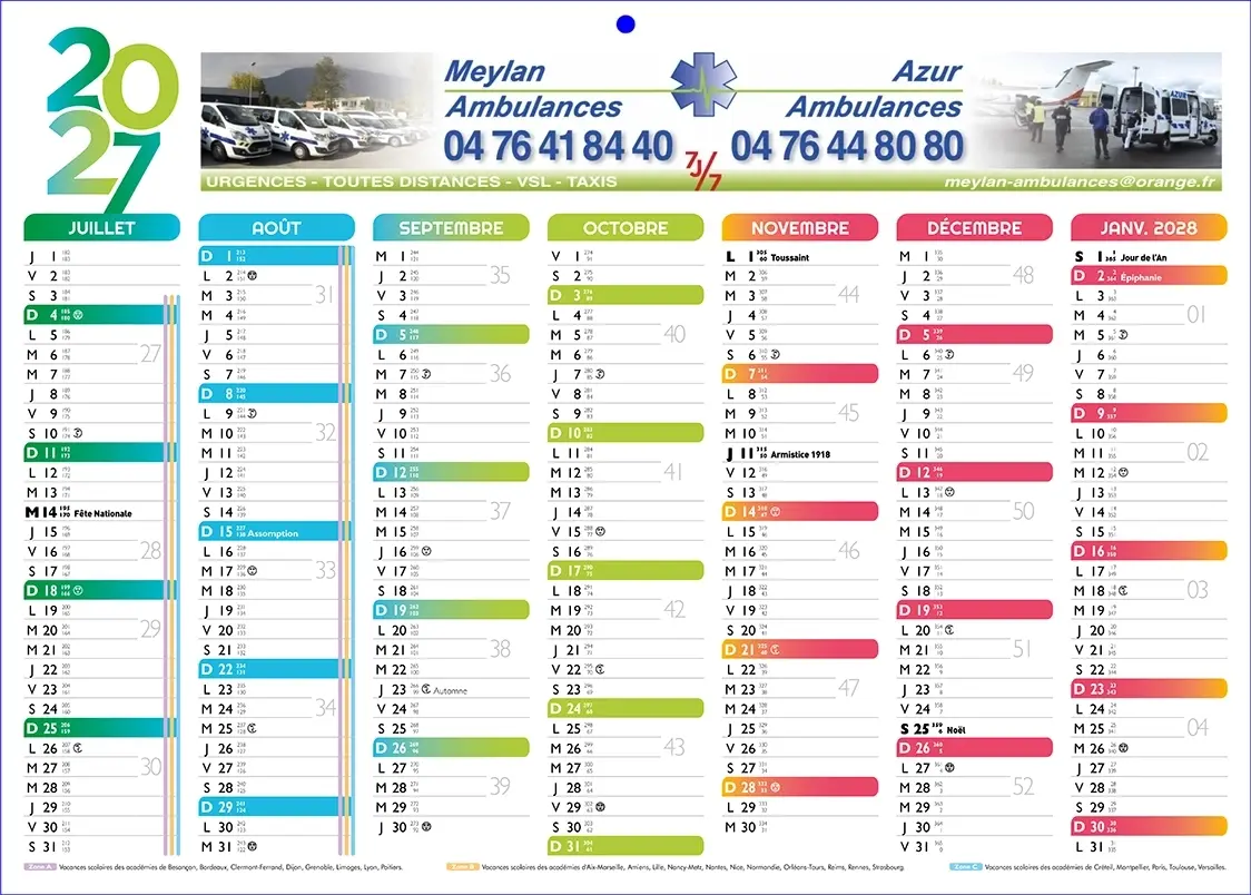 Calendrier-Couleur14moisV Impression calendrier bancaire publicitaire pour les professionnels