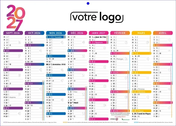 Calendrier bancaire Couleur Ambulancier 2 faces 16 mois