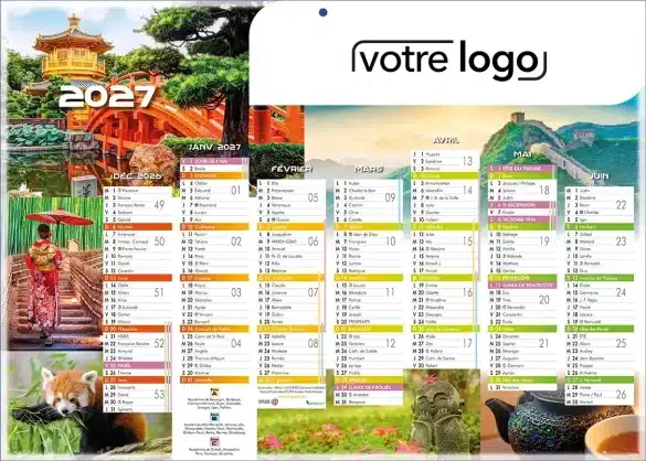calendrier publicitaire banque avec l'impression de vos photos