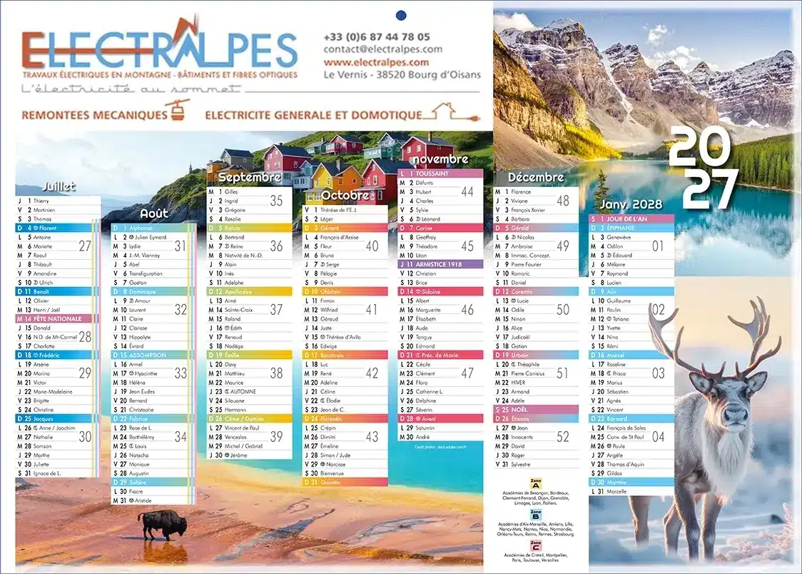 Calendrier-MontagneV calendrier banque publicitaire personnalisé logo pas cher