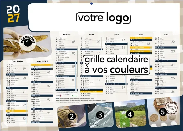 Impression calendriers de poche 2026 illustré personnalisé pour l'entreprise