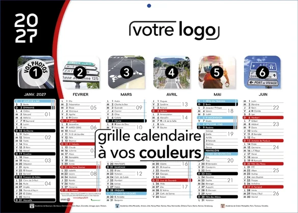 calendrier publicitaire 2026 2027 professionnel d'entreprise cartonné