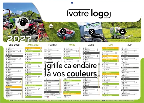 calendriers publicitaires 2026 2027 carton avec ma publicité imprimée avec logo