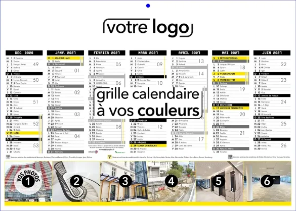 calendrier de poche 2026 2027 personnalisé avec un vaste marquage publicitaire