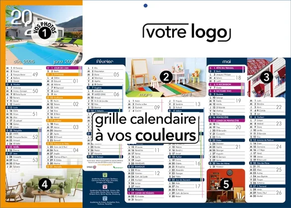 calendriers de poche publicitaires dépliant d'entreprise avec votre logo