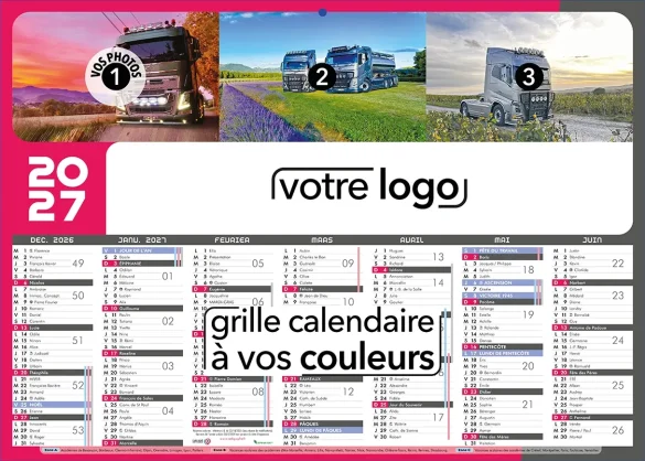 calendriers de poches personnalisé d'entreprise avec vacances scolaires