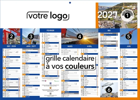 calendriers de poche pas cher publicitaire personnalisé avec logo et photo