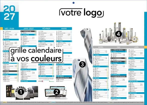 calendrier publicitaire 2026 2027 personnalisé avec l’impression de logo
