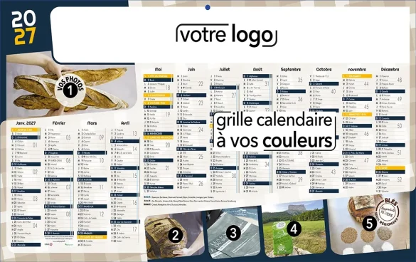 calendriers publicitaires avec l'impression de votre repiquage publicitaire
