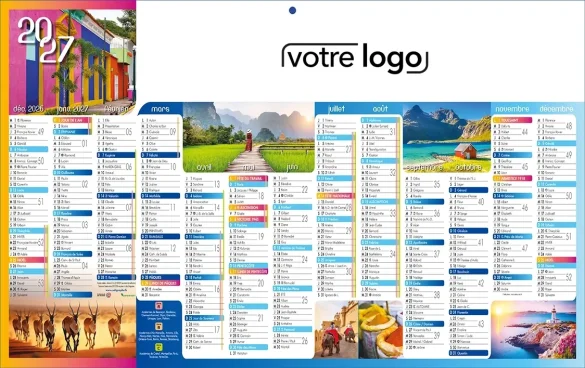 Calendrier Voyages Ambulancier 12 mois sur une face