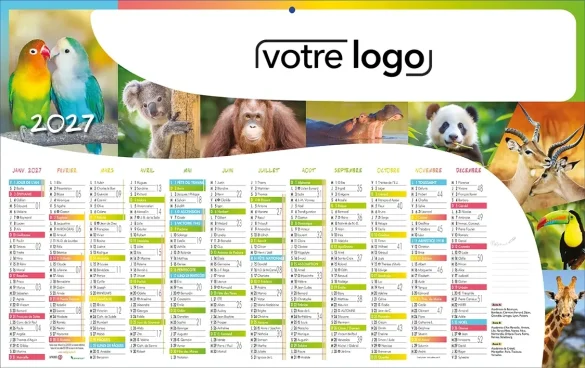 calendrier bancaire promotionnel cartonné personnalisé pour l'entreprise