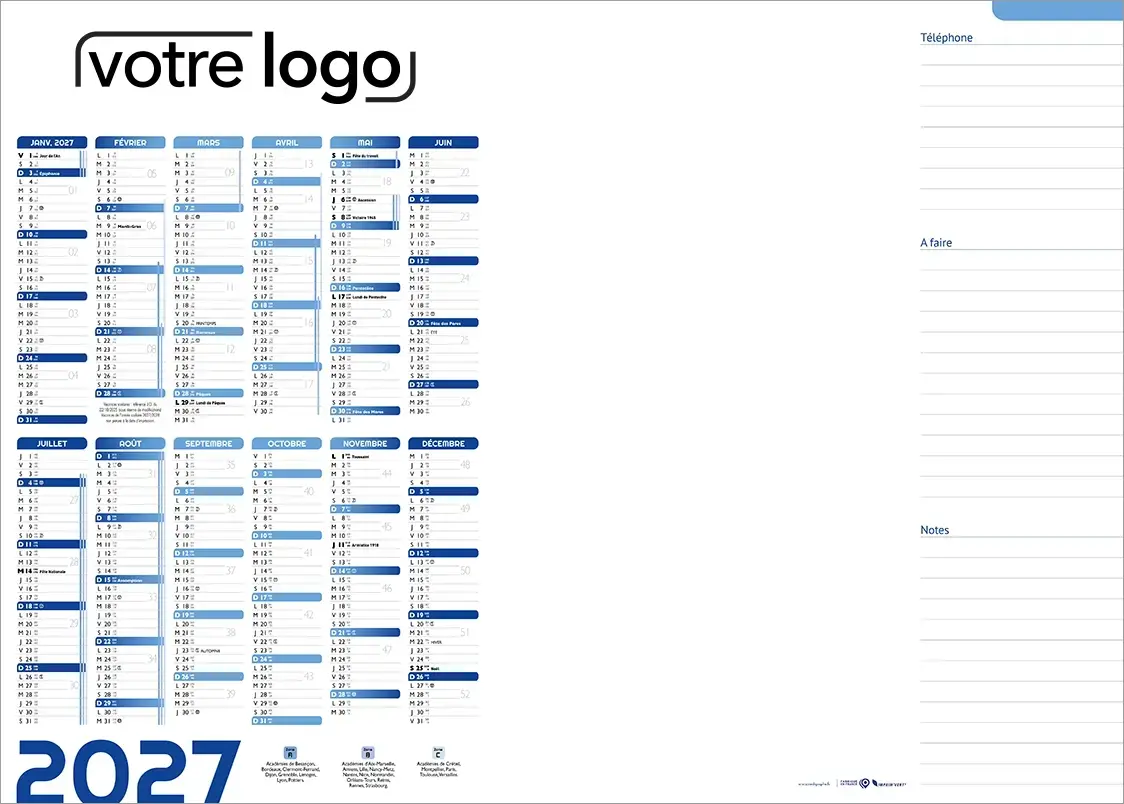 Sous-main-NotesR Sous-main personnalisé entièrement personnalisable