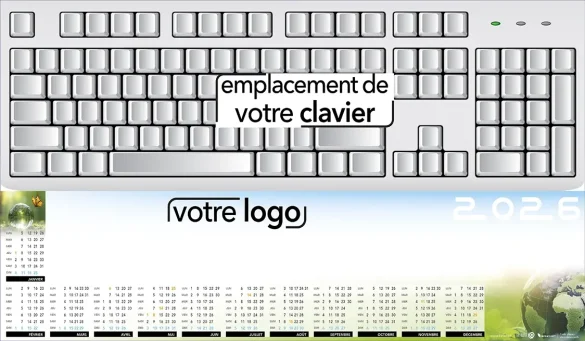 Impression sous-main clavier personnalisable avec calendrier